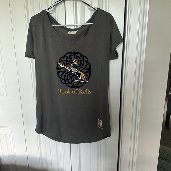 Book Of Kells Trinity College Short Sleeve Celtic T Shirt Women's Large Gray - Picture 1 of 6